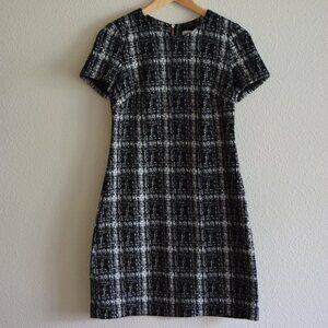 CALVIN KLEIN Black & White Short Sleeve Plaid Dress Size 6